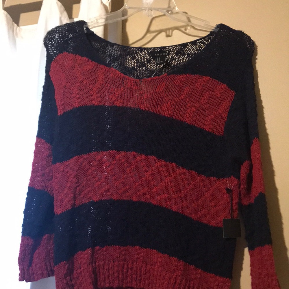 Navy and Red striped sweater